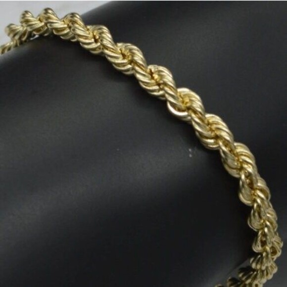 10K Yellow REAL GOLD Hollow Rope Chain Necklace 4mm 1820 22" 24" 26" 28" 30" - Picture 2 of 5